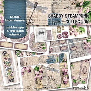 Shabby Steampunk Ephemera: Printable Collage Kit (Digital Download)