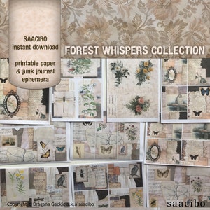Forest Whispers Collection, Ephemera Classics, Printable Images, Vintage Art, Instant Download, Digital Collage, Digi Kit image 1