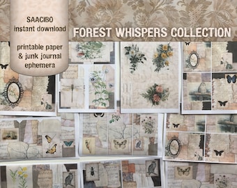 Forest Whispers Collection, Ephemera Classics, Printable Images, Vintage Art, Instant Download, Digital Collage, Digi Kit