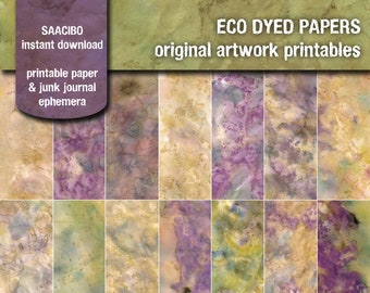 Eco Dyed Papers, Printable Images, Original Art, Instant Download, Digi Kit