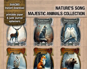 Majestic Animals Printable Paper: Nature Junk Journal Kit (Digital Download)