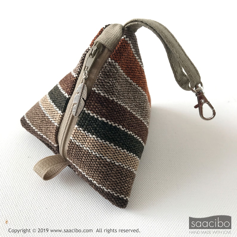 For men Winter Theme Coin Purse Feather Charm Trinket Pouch Bag Earbud Bag Men/'s Purse Pyramid Key Holder Handmade Triangle Pouch