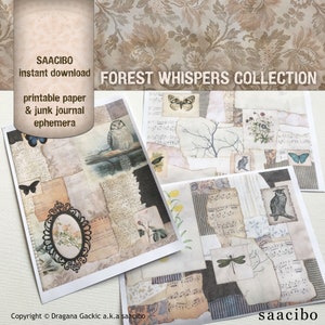 Forest Whispers Collection, Ephemera Classics, Printable Images, Vintage Art, Instant Download, Digital Collage, Digi Kit image 5