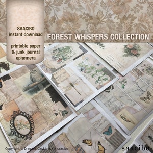 Forest Whispers Collection, Ephemera Classics, Printable Images, Vintage Art, Instant Download, Digital Collage, Digi Kit image 2