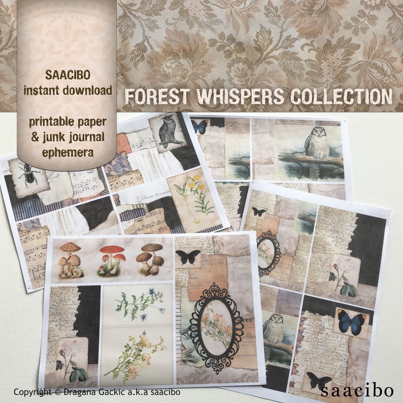 Forest Whispers Collection, Ephemera Classics, Printable Images, Vintage Art, Instant Download, Digital Collage, Digi Kit image 7