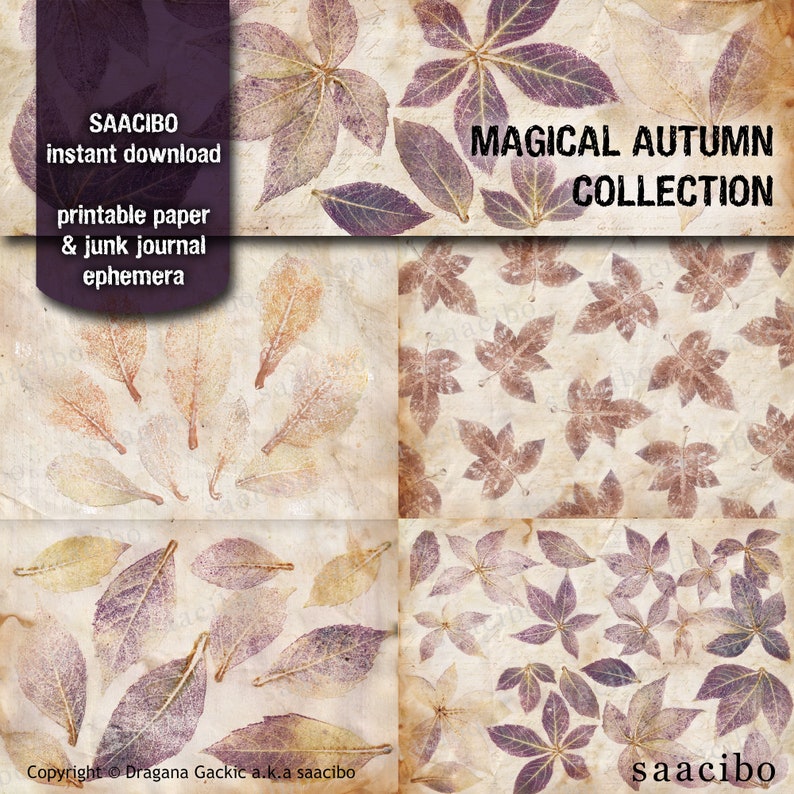 Magical Autumn Collection, Printable Images, Instant Download, Digi Kit, Plants, Trees, Leaves, Eco Prints image 10