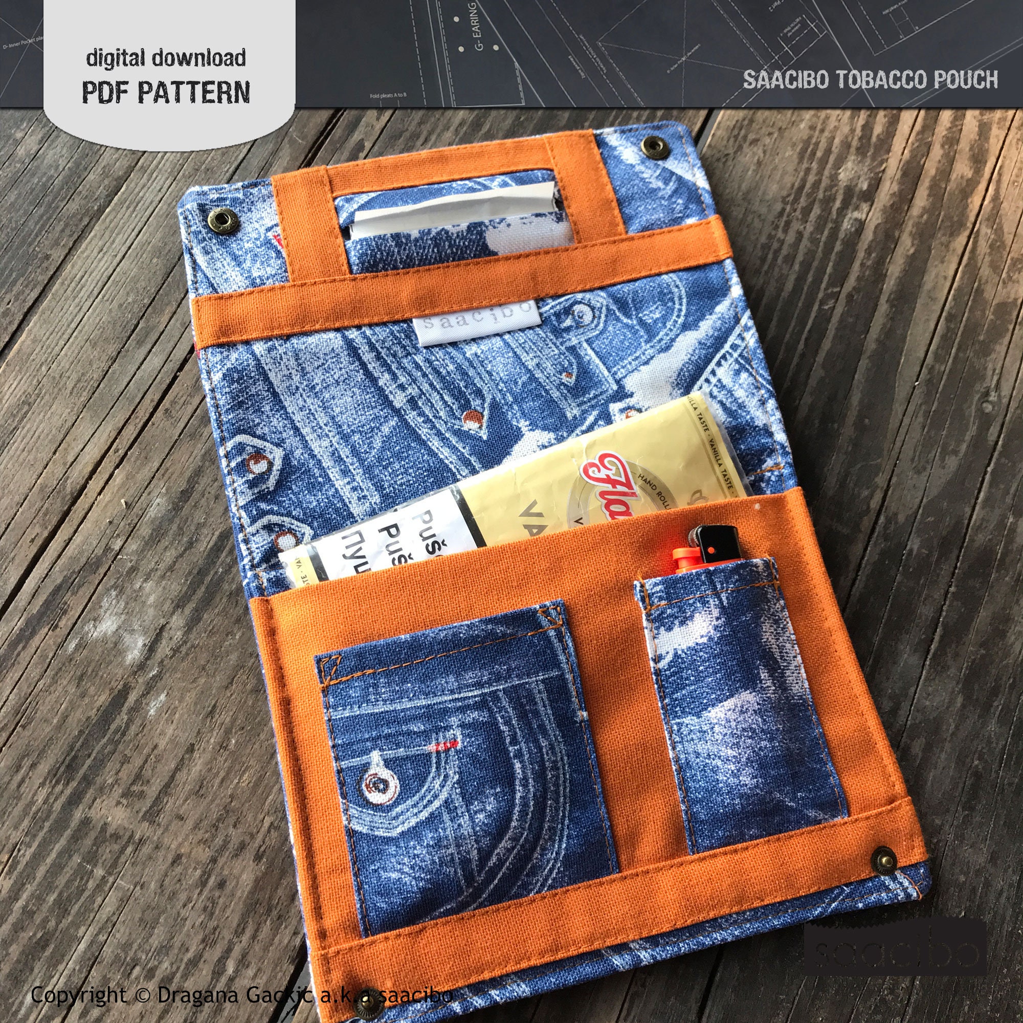 fabric tobacco pouch pattern Tobacco Pouch Sewing Pattern, Rolling Cigarette Organizer (PDF Pattern)