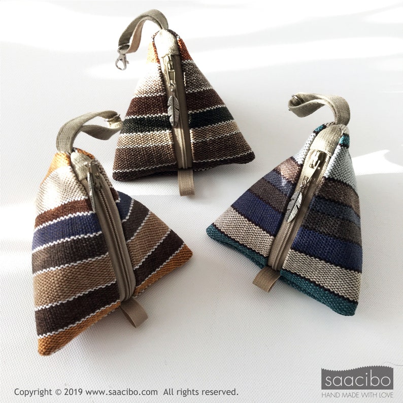 For men Winter Theme Coin Purse Feather Charm Trinket Pouch Bag Earbud Bag Men/'s Purse Pyramid Key Holder Handmade Triangle Pouch