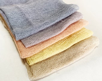 Natural Eco Dyed Gauze - set of 5 - Saacibo Mix