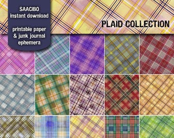 Plaid Collection, Original Artwork, Printable Images, Instant Download, Digi Kit, Tartan, Checkered Pattern