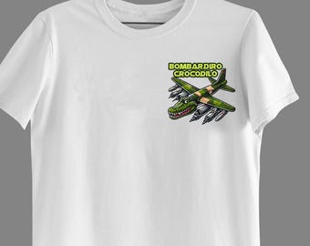 Bombardiro Crocodilo Italian Brainrot Character Minimalistic Logo Men's Unisex Women's Printed Cotton T-shirt Top Tee