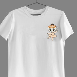 Cappuccina Ballerina Italian Brainrot Meme Minimalistic Logo Men&#39;s Unisex Women&#39;s Printed Cotton T-shirt Top Tee