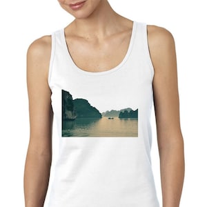 Beautiful Mountain Lake Nature Women&#39;s Ladies Cotton Tank top Vest Sleeveless Tee