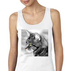 Beautiful Cat Portrait Women&#39;s Ladies Cotton Tank top Vest Sleeveless Tee