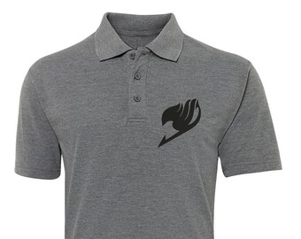 Fairy Tail Anime Logo Japanese Manga Embroidered Men&#39;s Cotton Classic Polo Shirt