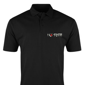 I Love Sushi Japanese Embroidered Men&#39;s Cotton Classic Polo Shirt