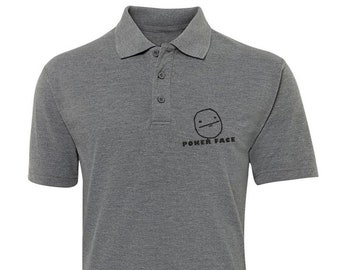 Poker Face Funny Internet Meme Embroidered Men's Cotton Classic Polo Shirt