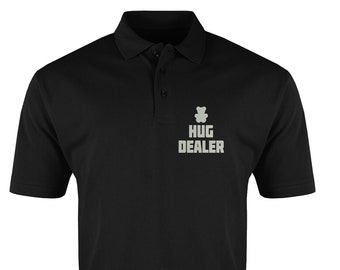 Hug Dealer Funny Slogan Embroidered Men's Cotton Classic Polo Shirt