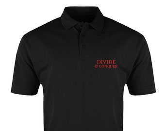 Divide And Conquer Gaming Geek Embroidered Men's Cotton Classic Polo Shirt