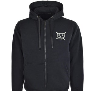 Pirate Skull N Bones Funny Cartoon Embroidered Unisex Men's Cotton Zipped Hoodie Jumper Soft Comfortable