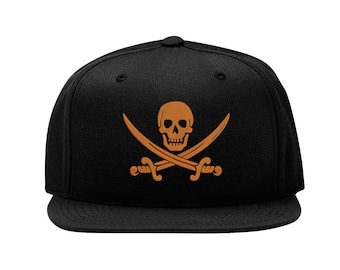 Skull And Swords Pirate Symbol Embroidered Snapback Cap Fullcap Flat Bill Cap Hip Hop Hat