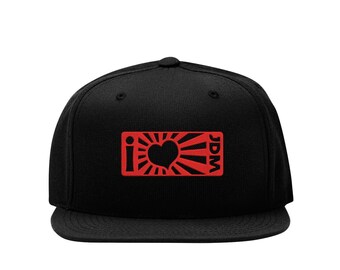 Ich liebe JDM japanische Autokultur bestickte Snapback Flat Bill Cap Hip Hop Hat