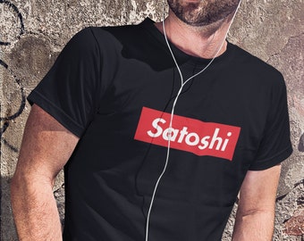 Satoshi Bitcoin Founder Logo Bedrucktes Baumwoll-T-Shirt Top T-Shirt Herren Damen Unisex