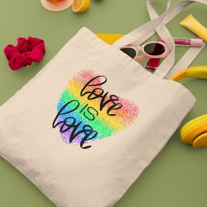 Love Is Love Pride Organic Cotton Reusable Tote Shopping Bag