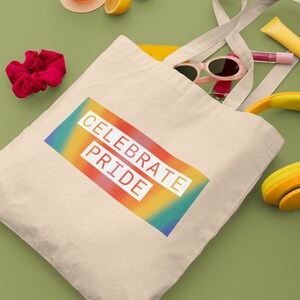 Celebrate Pride LGBTQ Organic Cotton Reusable Tote Shopping Bag