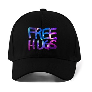 Free Hugs Cosmic DTF Printed Logo Baseball Cap Dad Hat Sport Cap Unisex