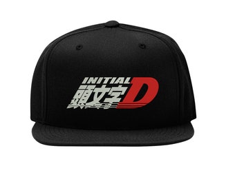 Initial D Anime Manga Logo Brodé Snapback Cap Fullcap Flat Bill Cap Hip Hop Hat Perfect Gift