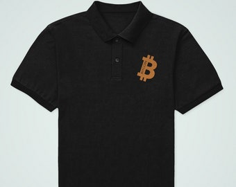 Bitcoin Logo Crypto Blockchain Lover Embroidered Men's Cotton Classic Polo Shirt