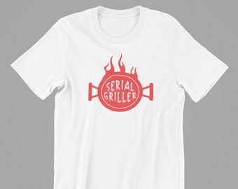 Serial Griller Funny Parody Logo T-shirt en coton imprimé unisexe pour homme et femme