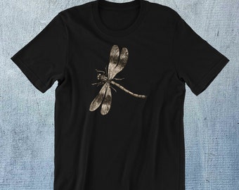 Dragonfly Printed Cotton T-shirt Top Tee Men's Women's Unisex