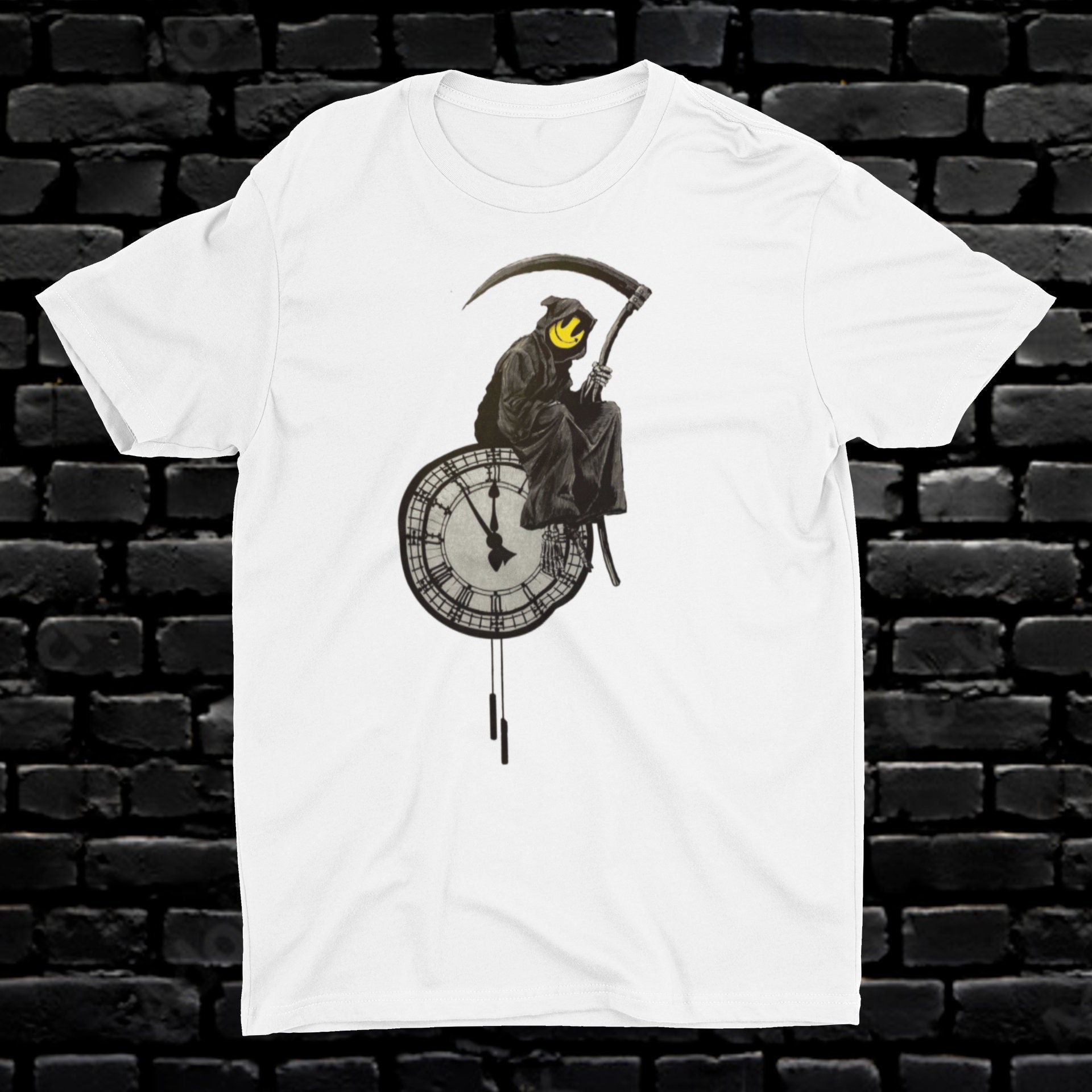 バンクシー 死神 ストリートアート プリント コットン Tシャツ 
