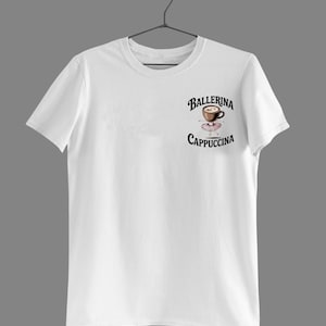 Cappuccina Ballerina Italian Brainrot Minimalistic Logo Men&#39;s Unisex Women&#39;s Printed Cotton T-shirt Top Tee
