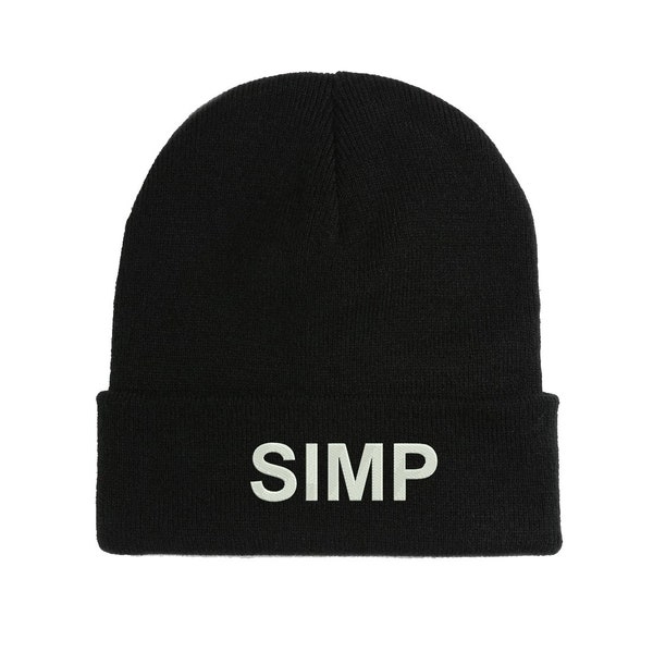 Simp Funny Logo Brodé Bonnet Bonnet d’hiver Casquette d’automne Chaud Doux Confortable