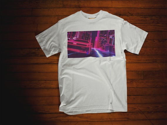 Men S T Shirt Retro Car Digital City Aesthetics Vaporwave Etsy