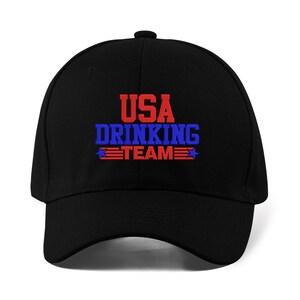 USA Drinking Team Funny Logo Embroidered Baseball Cap Dad Hat Sport Cap Unisex Sportswear