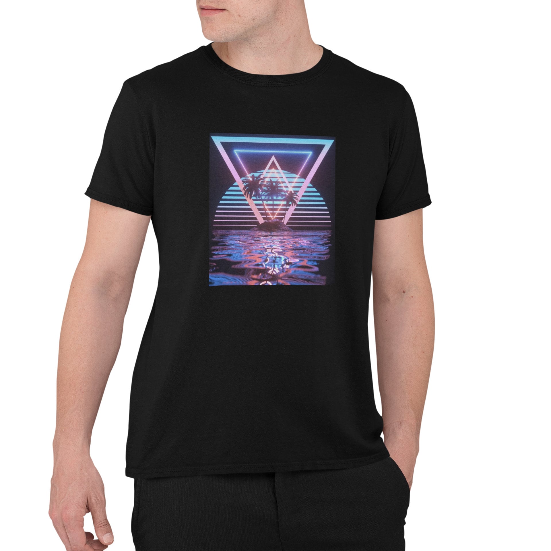 Synthwave Retro Wave Aesthetics Art Men's Cotton Trendy