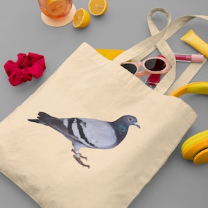 Sac cabas réutilisable en coton bio avec logo pigeon
