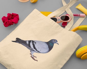 Sac cabas réutilisable en coton bio avec logo pigeon