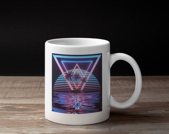 Synthwave Retro Wave Vaporwave Aesthetics Custom Made Ceramic Coffee Tea Mug Cup Perfect Gift