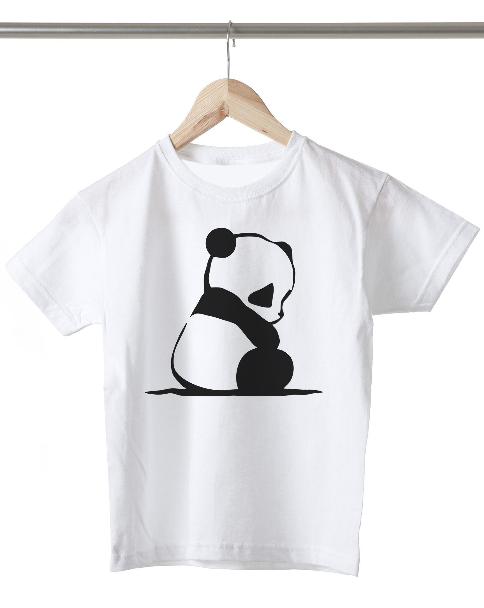 White Tee Top Unisex Nature - Cartoon Cute Boys Printed Trendy Etsy Girls T-shirt Kids Stencil Cotton Animal Panda