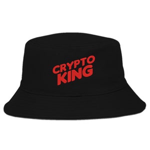 Crypto King Funny Parody Bitcoin Recycled Polymers Breathable Embroidered Bucket Hat Summer Cap Unisex