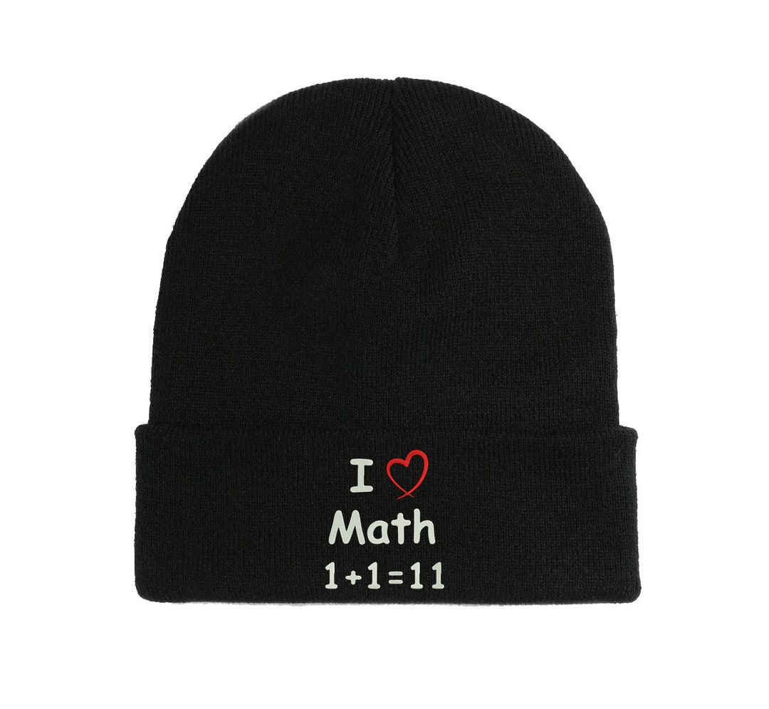 I Love Math Funny Slogan Mathematic Embroidered Beanie Hat Winter ...