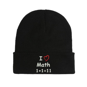 I Love Math Funny  Slogan Mathematic Embroidered Beanie Hat Winter Autumn Cap Soft Comfortable
