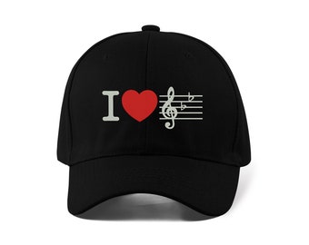Gorra de béisbol bordada con texto "I Love Music", gorra deportiva unisex