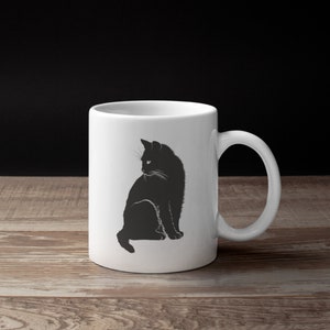 Black Beautiful Cat Custom Made Ceramic Coffee Mug Tea Mug Cup Perfect Gift