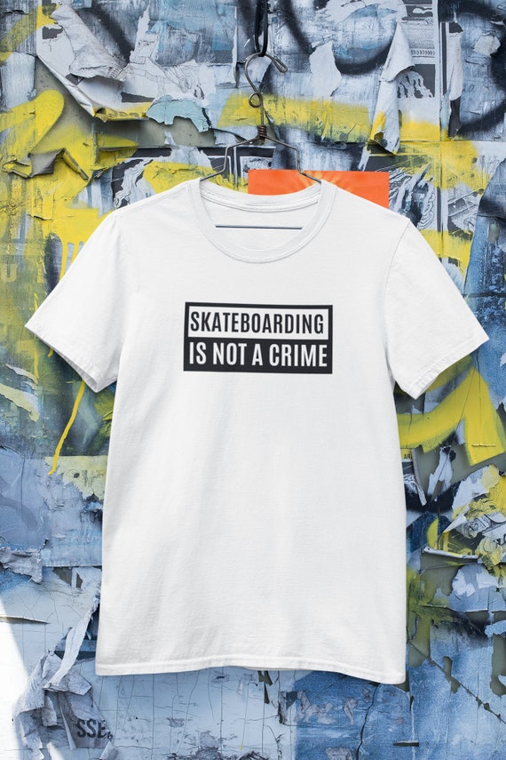 Skateboarding is Not A Crime Printed Cotton T-shirt Top Tee Men's
